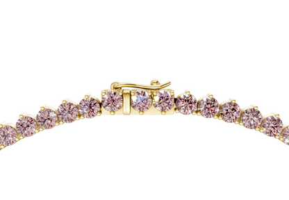 7 Ctw Classic 3 prong Pink Diamond Tennis Necklace