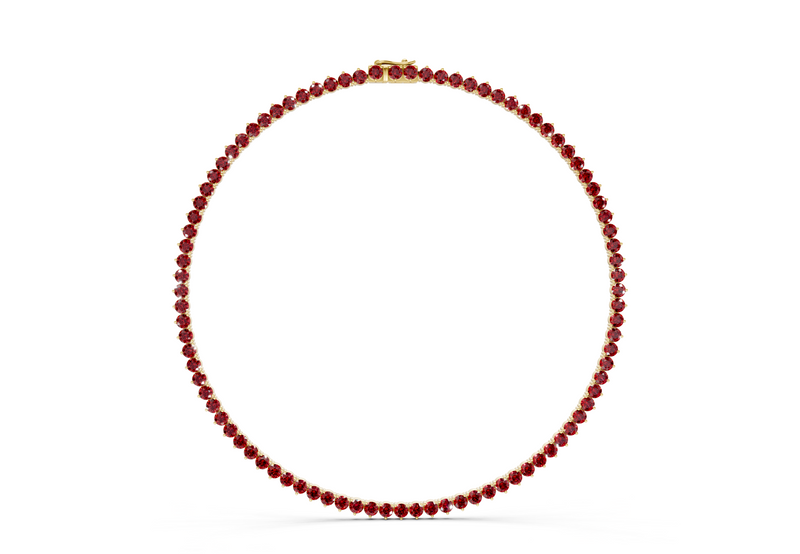 11 Ctw Classic 3 prong Ruby Gemstone Tennis Necklace