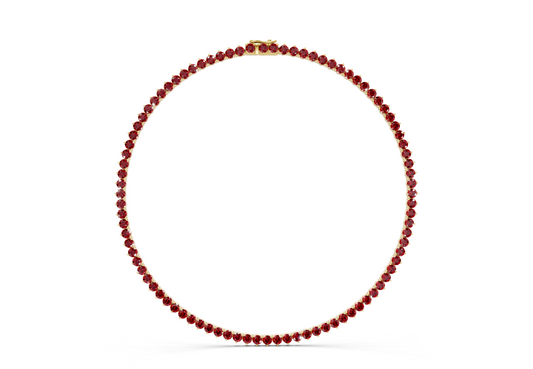 5 Ctw Classic 3 prong Ruby Gemstone Tennis Necklace