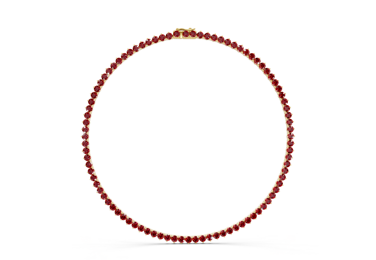 23 Ctw Classic 3 prong Ruby Gemstone Tennis Necklace