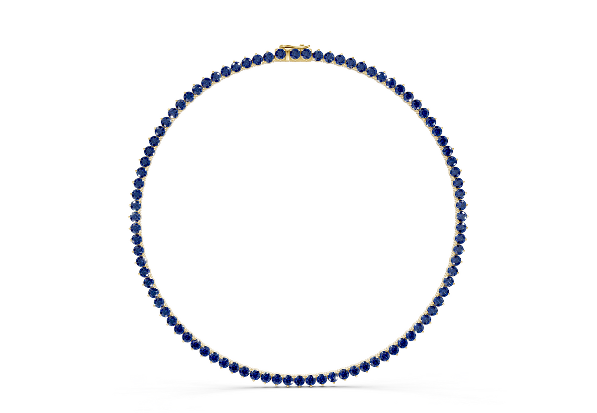 5 Ctw Classic 3 prong Sapphire Gemstone Tennis Necklace