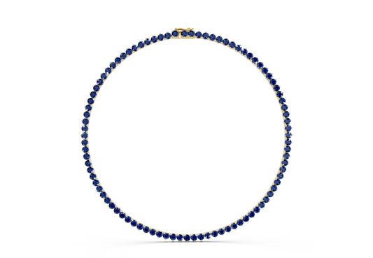 5 Ctw Classic 3 prong Sapphire Gemstone Tennis Necklace