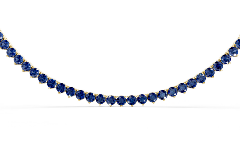 7 Ctw Classic 3 prong Sapphire Gemstone Tennis Necklace