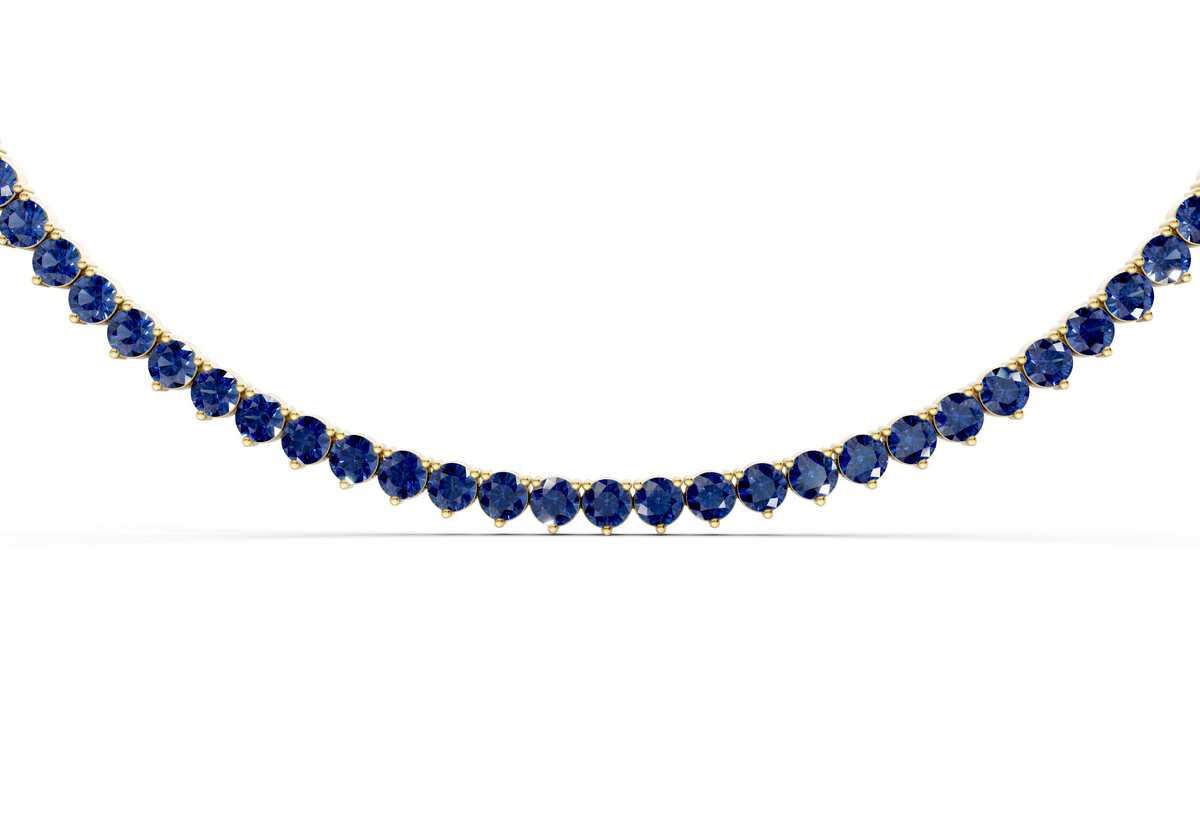 23 Ctw Classic 3 prong Sapphire Gemstone Tennis Necklace