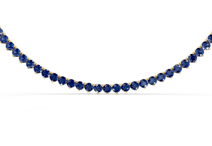 17 Ctw Classic 3 prong Sapphire Gemstone Tennis Necklace
