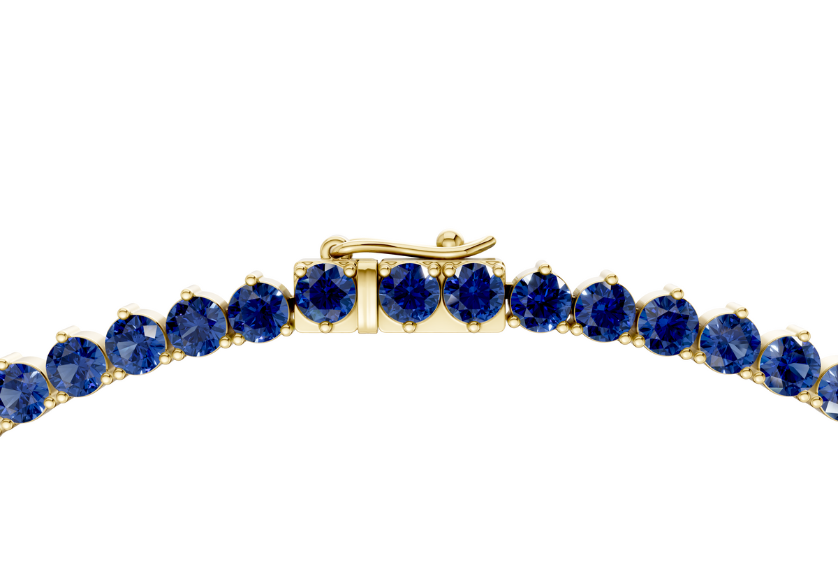 15 Ctw Classic 3 prong Sapphire Gemstone Tennis Necklace