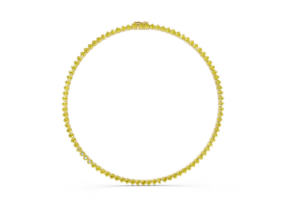 23 Ctw Classic 3 prong Yellow Diamond Tennis Necklace