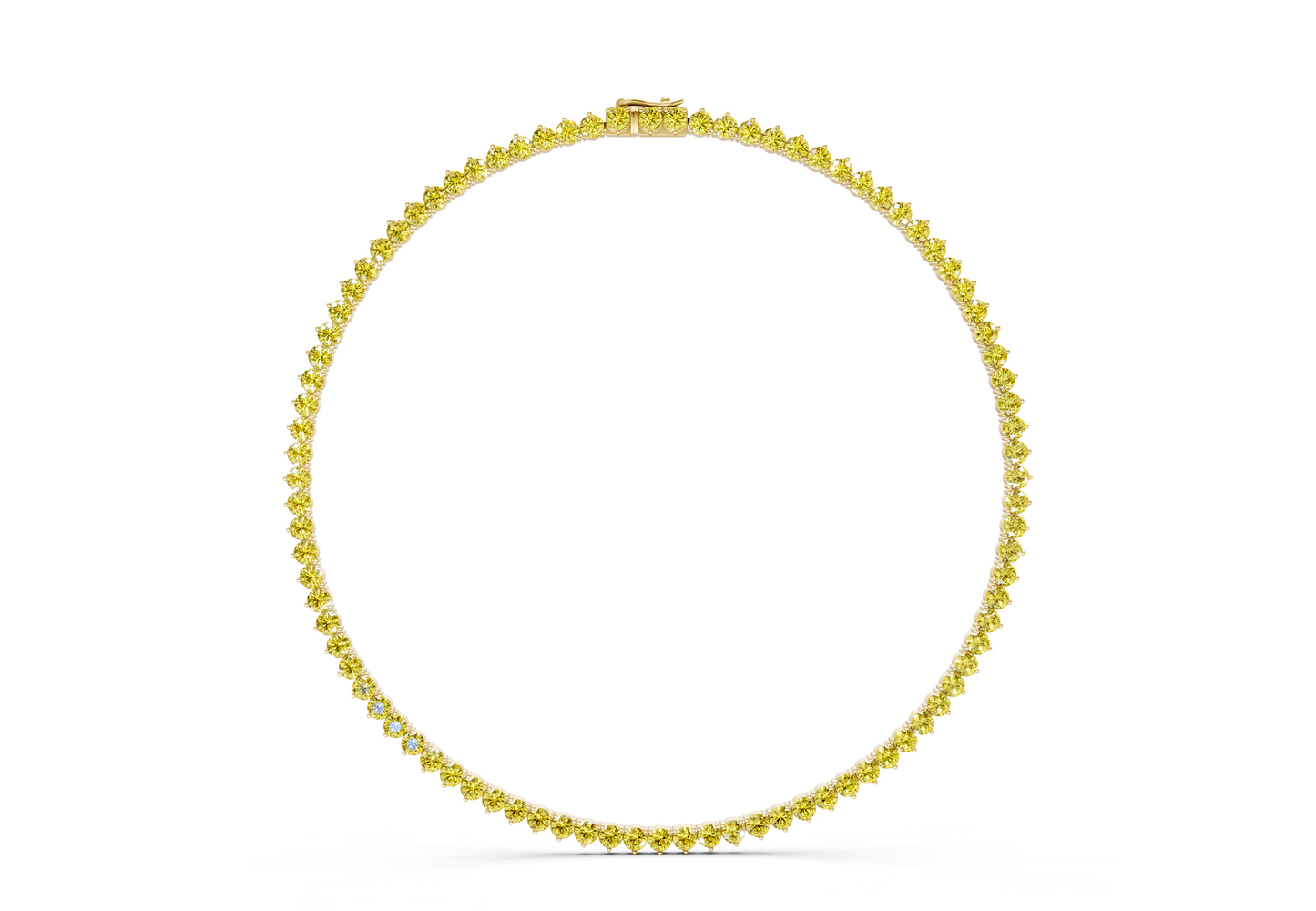 5 Ctw Classic 3 prong Yellow Diamond Tennis Necklace
