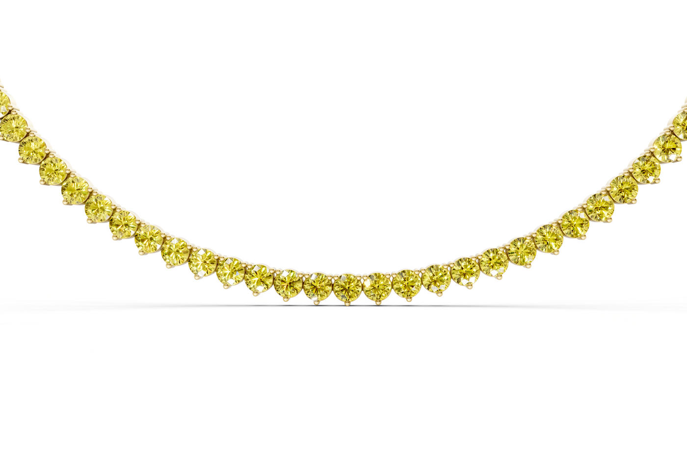 15 Ctw Classic 3 prong Yellow Diamond Tennis Necklace