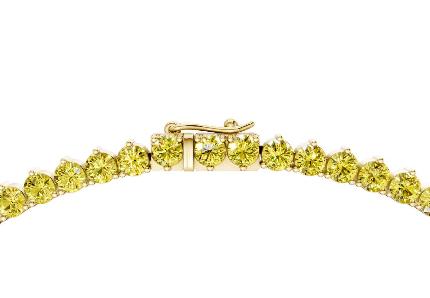 15 Ctw Classic 3 prong Yellow Diamond Tennis Necklace