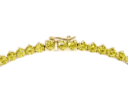 5 Ctw Classic 3 prong Yellow Diamond Tennis Necklace