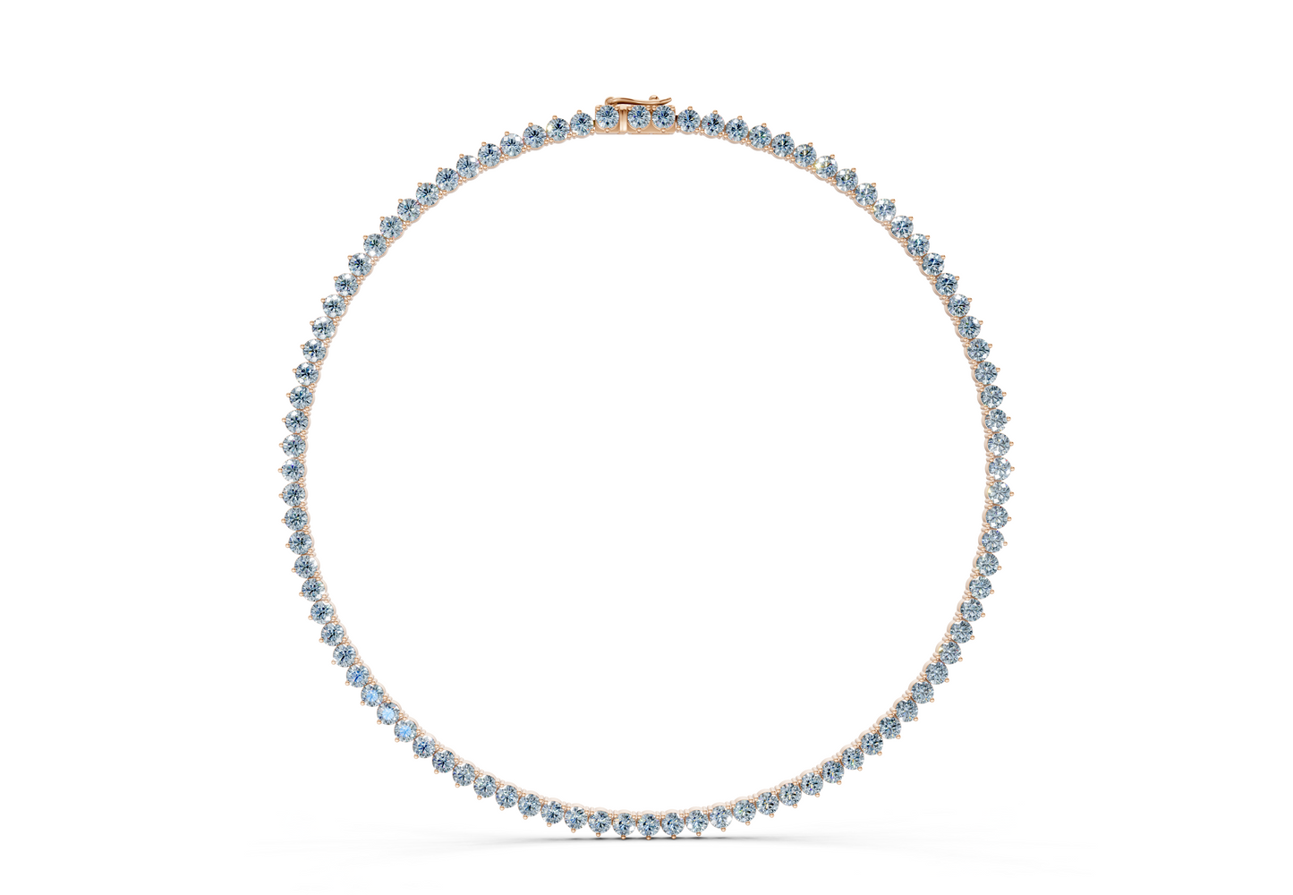 19 Ctw Classic 3 prong Blue Diamond Tennis Necklace