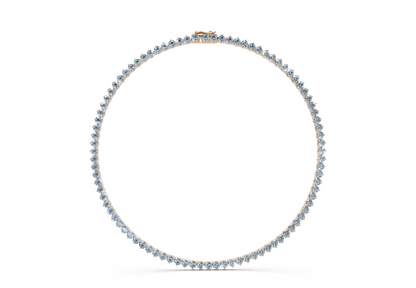 19 Ctw Classic 3 prong Blue Diamond Tennis Necklace