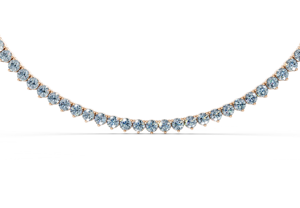 11 Ctw Classic 3 prong Blue Diamond Tennis Necklace