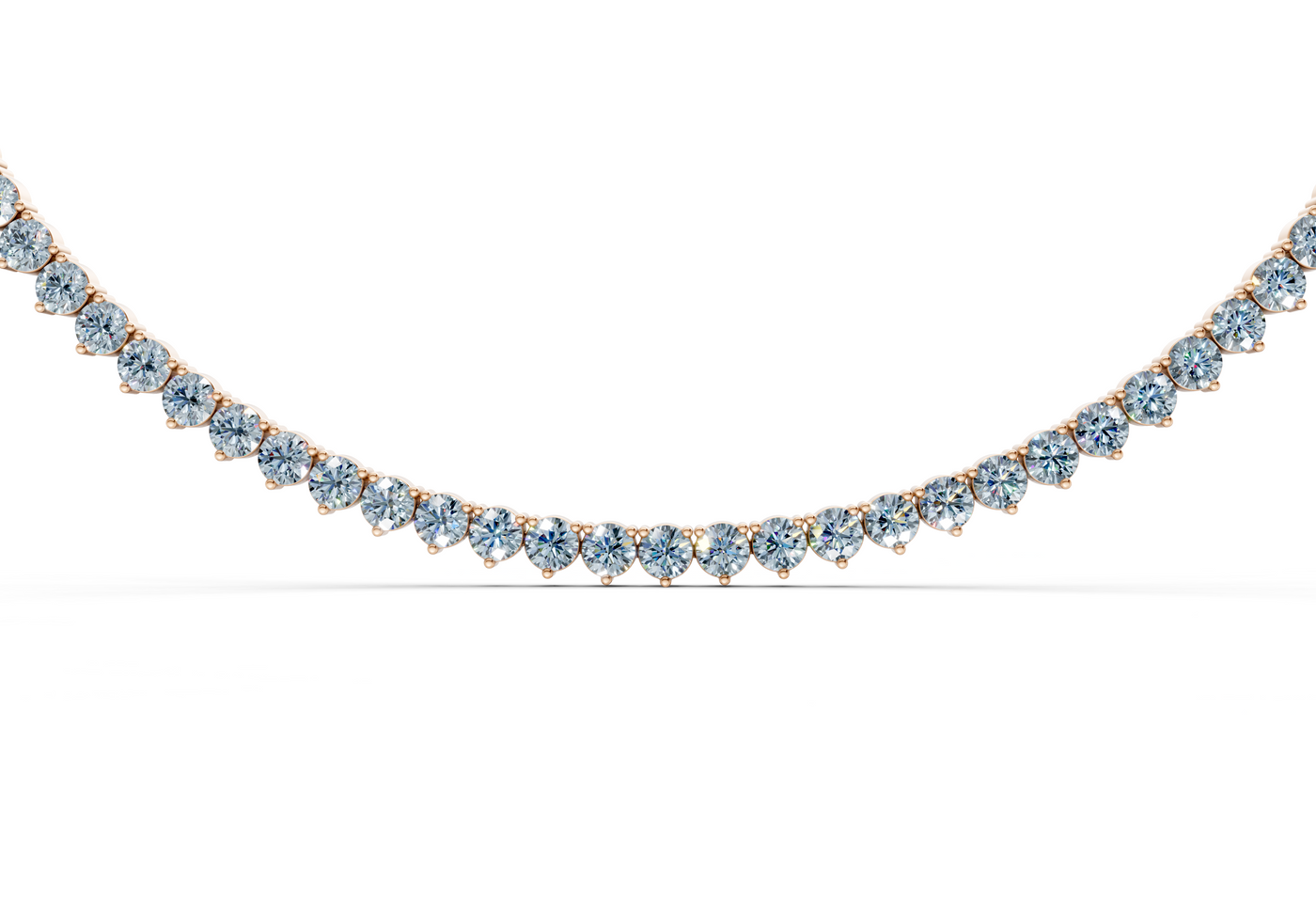 15 Ctw Classic 3 prong Blue Diamond Tennis Necklace