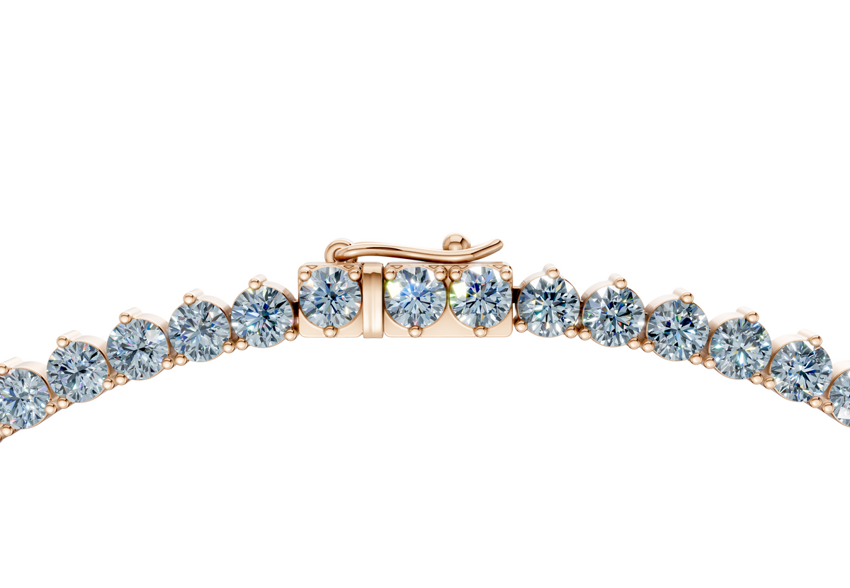 15 Ctw Classic 3 prong Blue Diamond Tennis Necklace