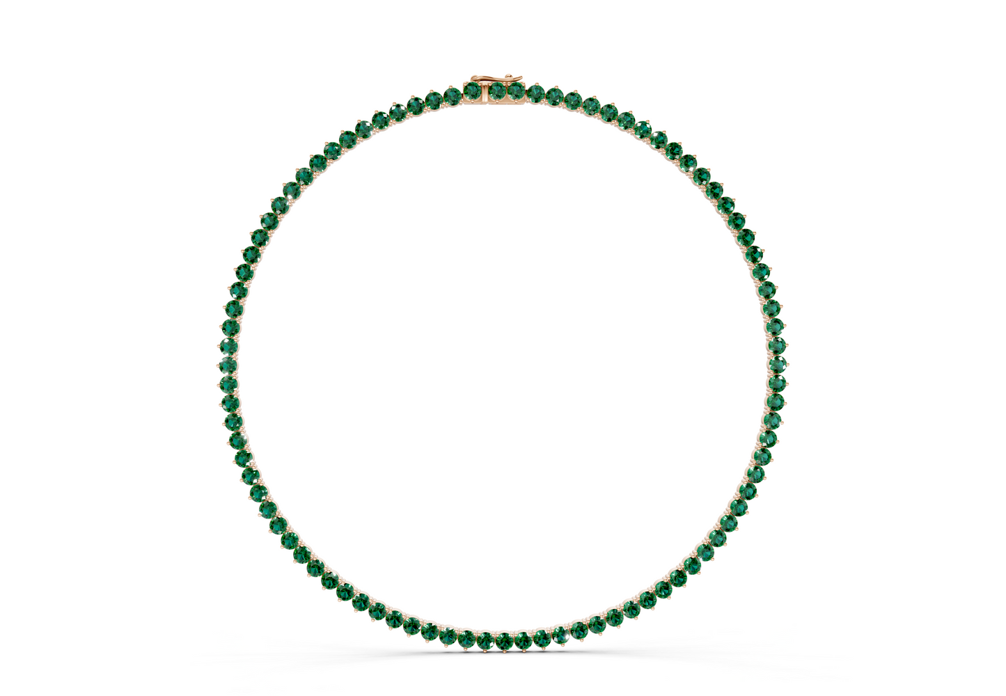 14 Ctw Classic 3 prong Emerald Gemstone Tennis Necklace