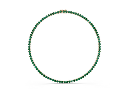 14 Ctw Classic 3 prong Emerald Gemstone Tennis Necklace