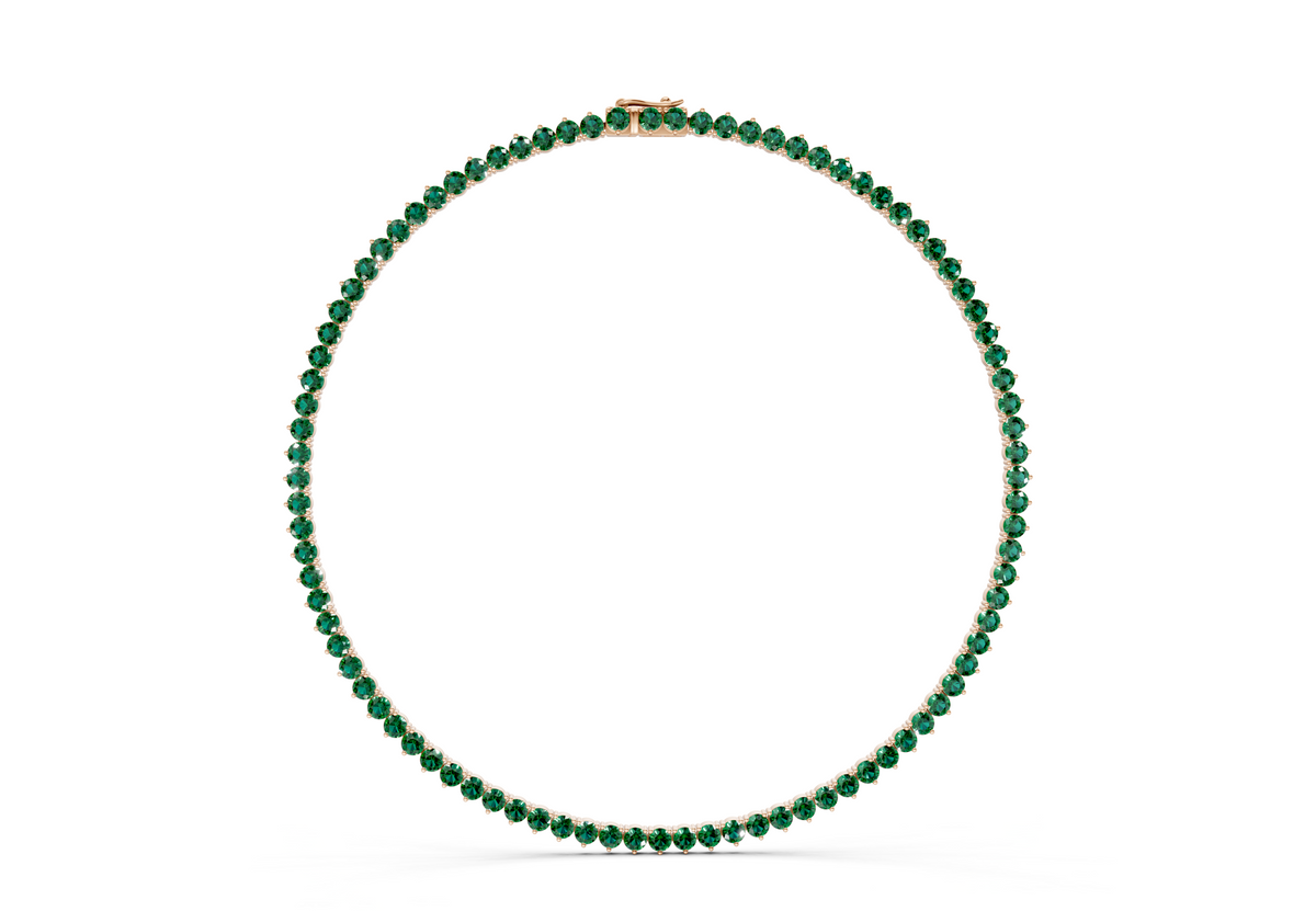 5 Ctw Classic 3 prong Emerald Gemstone Tennis Necklace