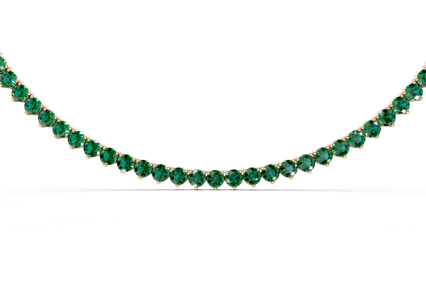 14 Ctw Classic 3 prong Emerald Gemstone Tennis Necklace