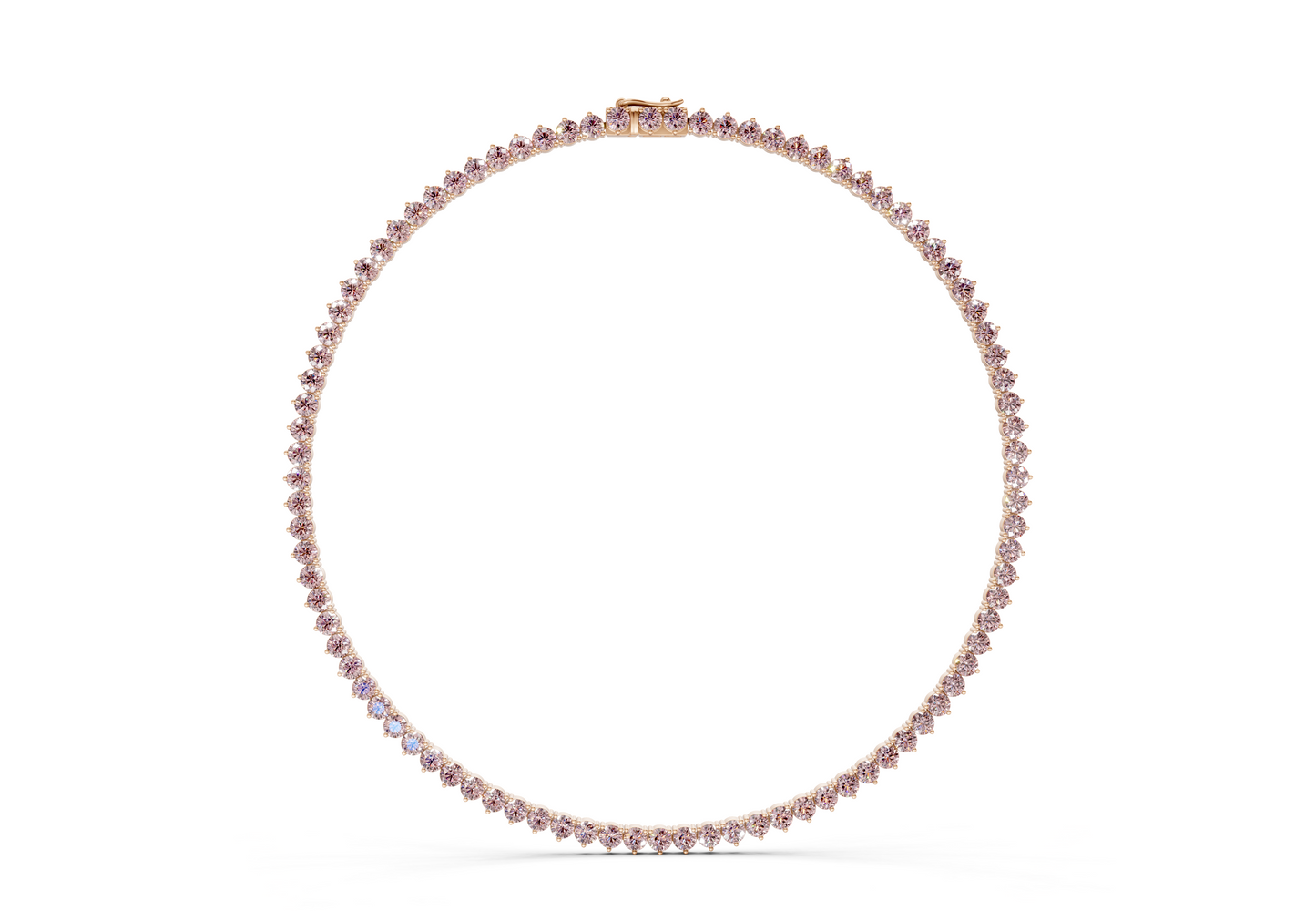 5 Ctw Classic 3 prong Pink Diamond Tennis Necklace