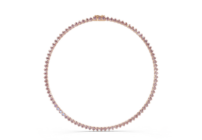 5 Ctw Classic 3 prong Pink Diamond Tennis Necklace