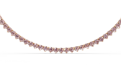 7 Ctw Classic 3 prong Pink Diamond Tennis Necklace