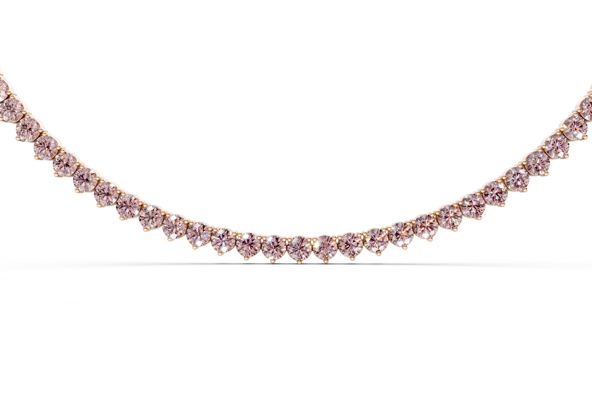 14 Ctw Classic 3 prong Pink Diamond Tennis Necklace