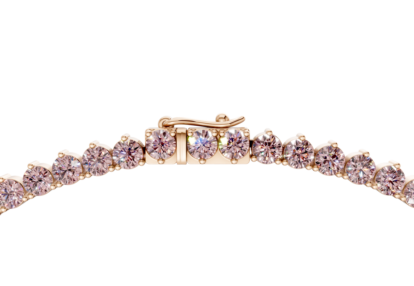 11 Ctw Classic 3 prong Pink Diamond Tennis Necklace