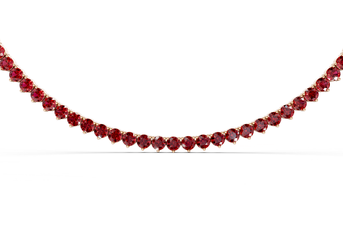 7 Ctw Classic 3 prong Ruby Gemstone Tennis Necklace