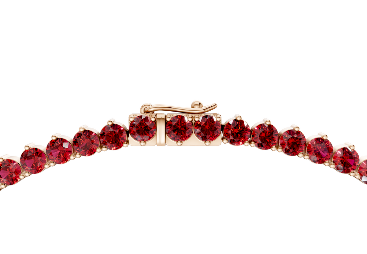 19 Ctw Classic 3 prong Ruby Gemstone Tennis Necklace