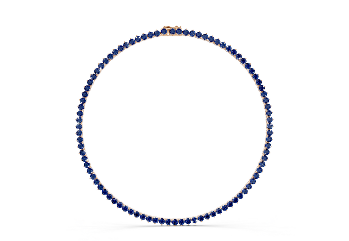 9 Ctw Classic 3 prong Sapphire Gemstone Tennis Necklace