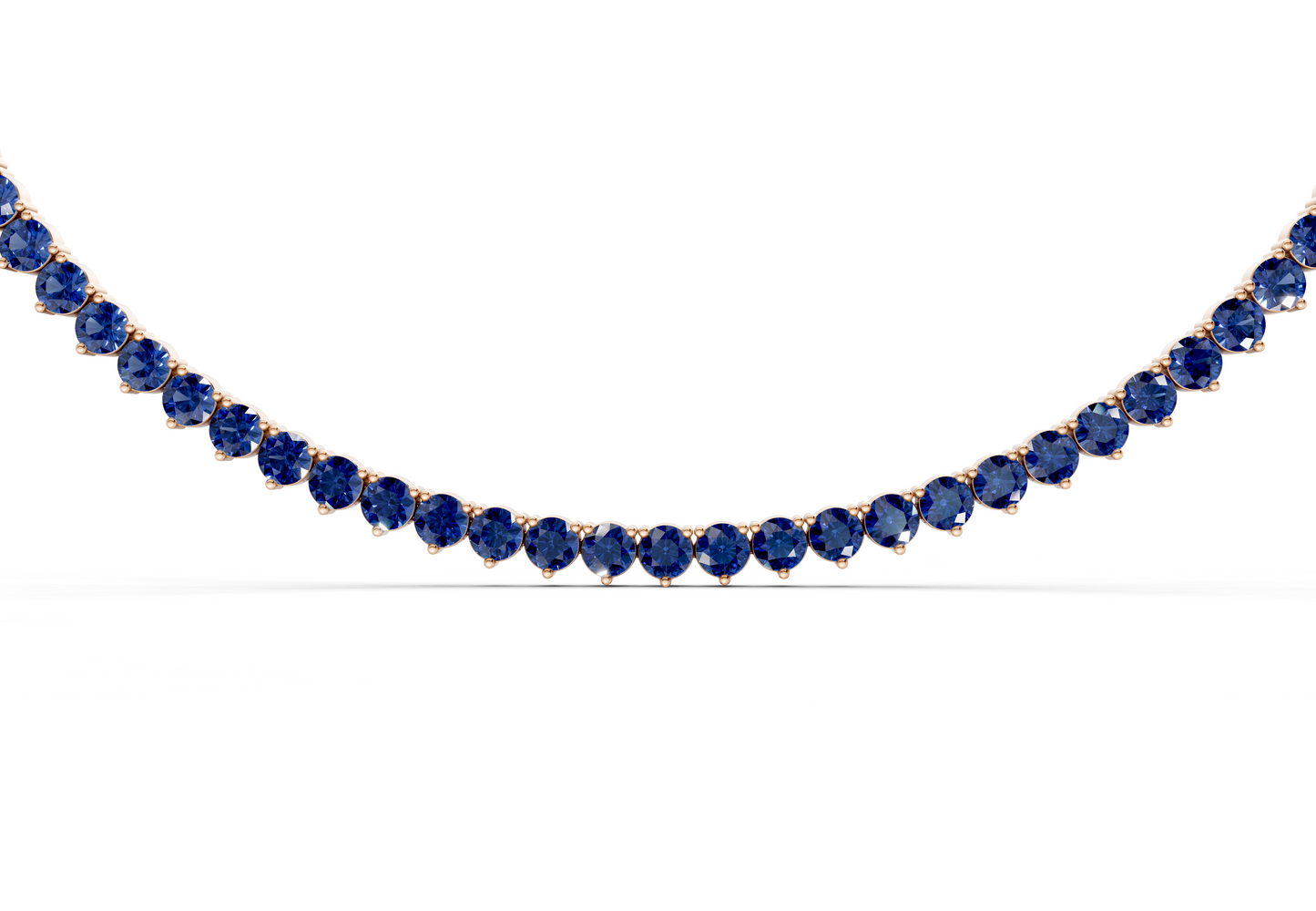 17 Ctw Classic 3 prong Sapphire Gemstone Tennis Necklace