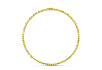 7 Ctw Classic 3 prong Yellow Diamond Tennis Necklace