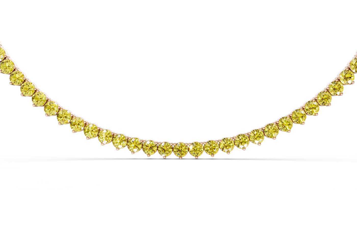 15 Ctw Classic 3 prong Yellow Diamond Tennis Necklace