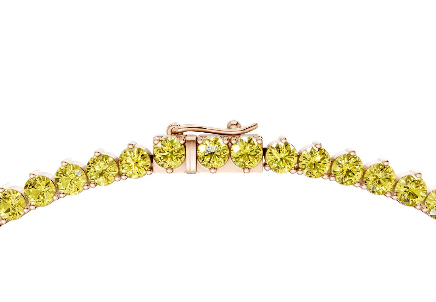 23 Ctw Classic 3 prong Yellow Diamond Tennis Necklace