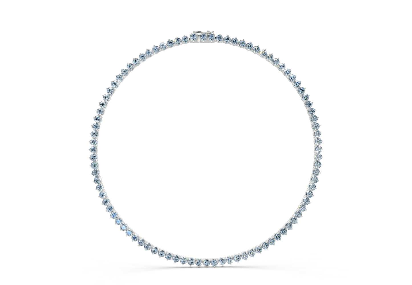 7 Ctw Classic 3 prong Blue Diamond Tennis Necklace