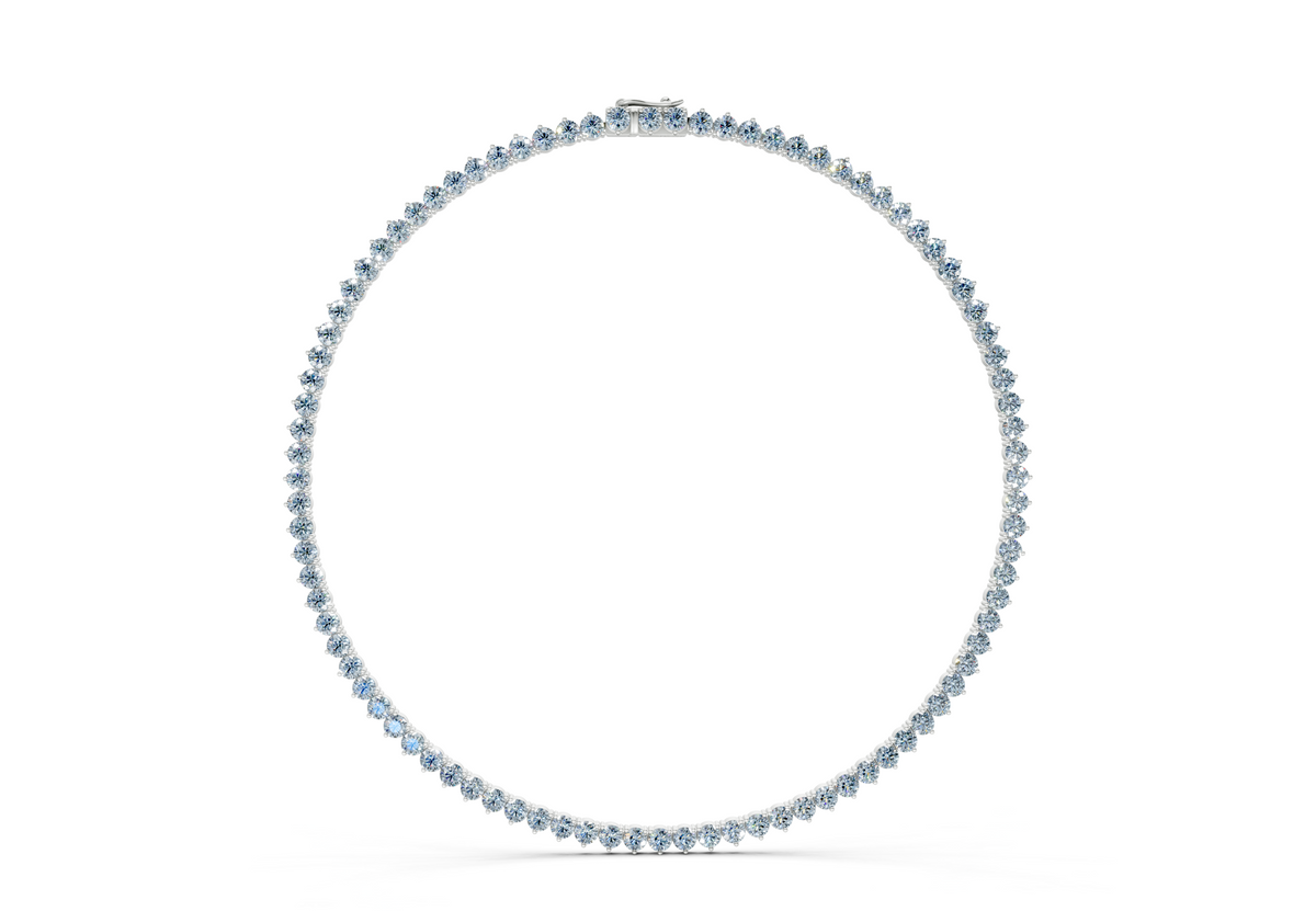 14 Ctw Classic 3 prong Blue Diamond Tennis Necklace