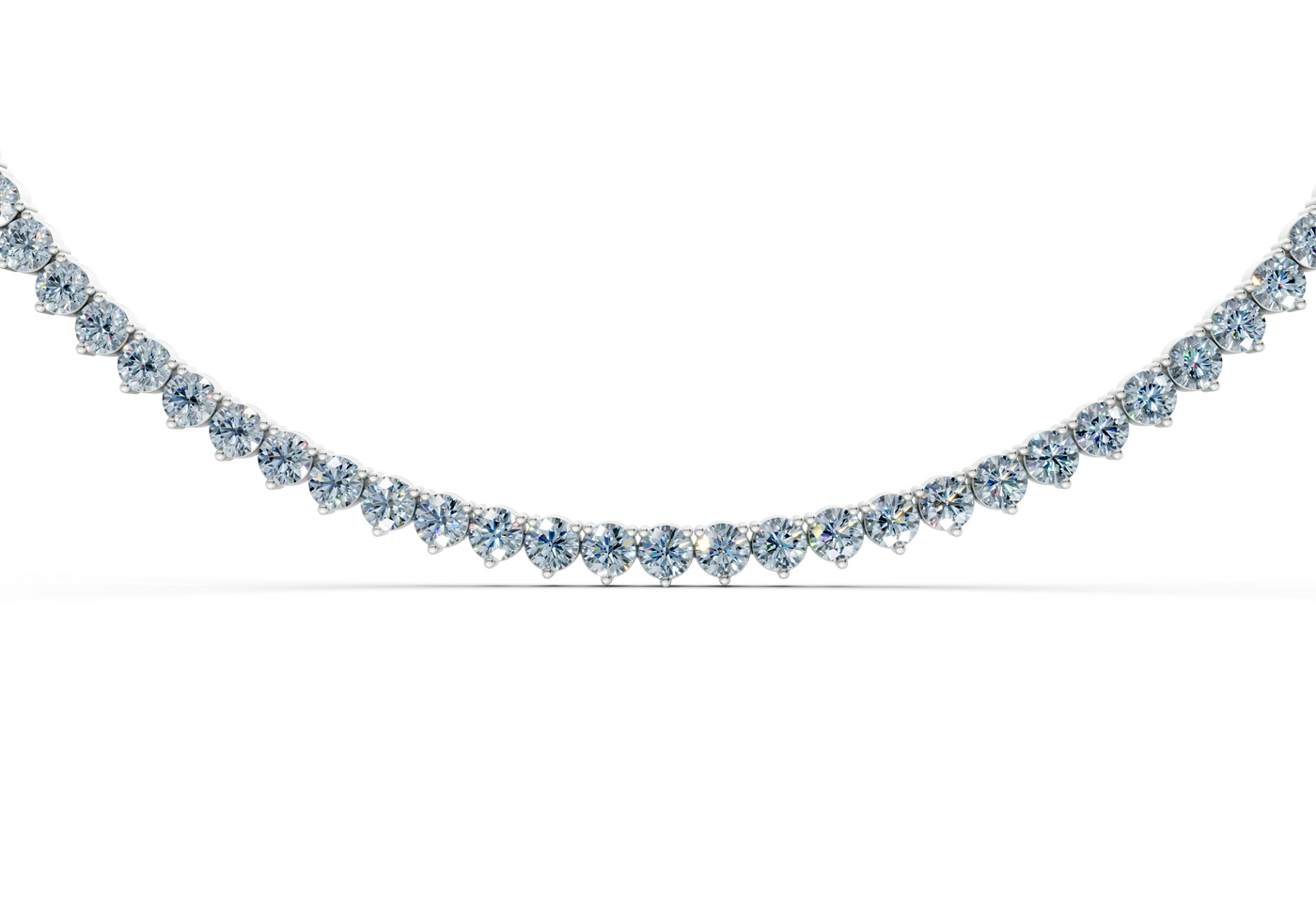 5 Ctw Classic 3 prong Blue Diamond Tennis Necklace