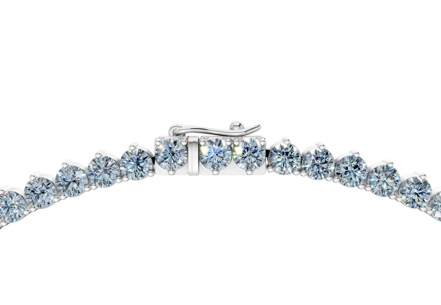 19 Ctw Classic 3 prong Blue Diamond Tennis Necklace