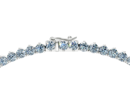 19 Ctw Classic 3 prong Blue Diamond Tennis Necklace