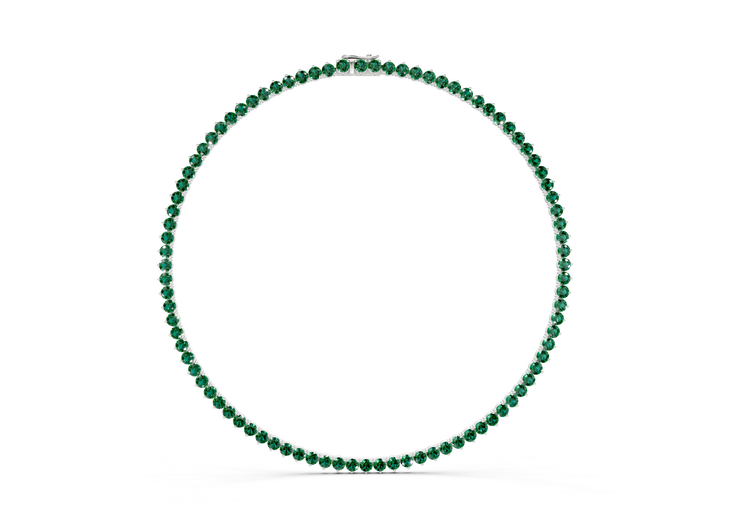 5 Ctw Classic 3 prong Emerald Gemstone Tennis Necklace