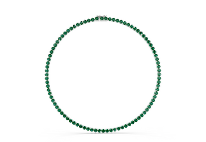 5 Ctw Classic 3 prong Emerald Gemstone Tennis Necklace