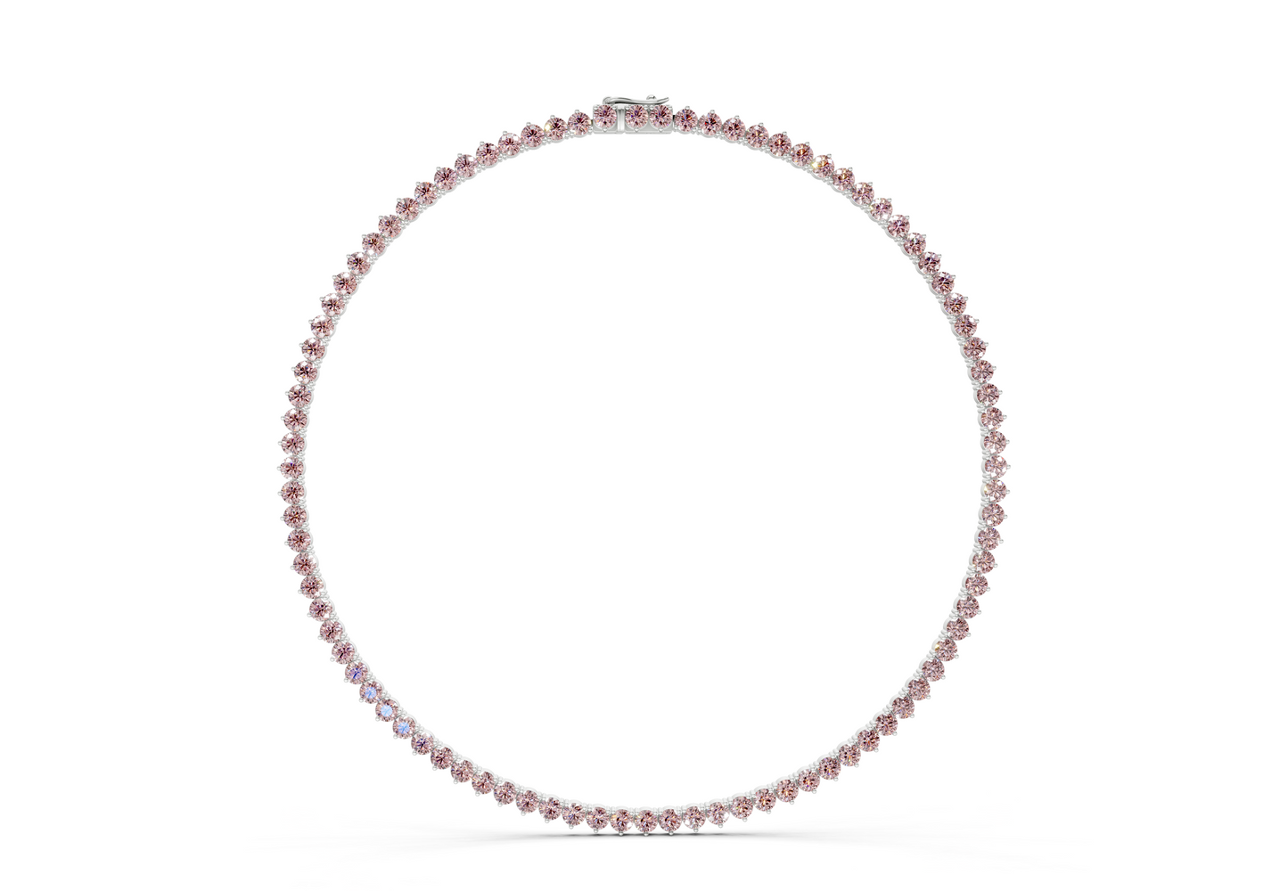 7 Ctw Classic 3 prong Pink Diamond Tennis Necklace