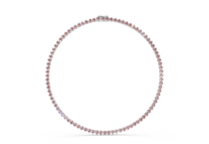 7 Ctw Classic 3 prong Pink Diamond Tennis Necklace