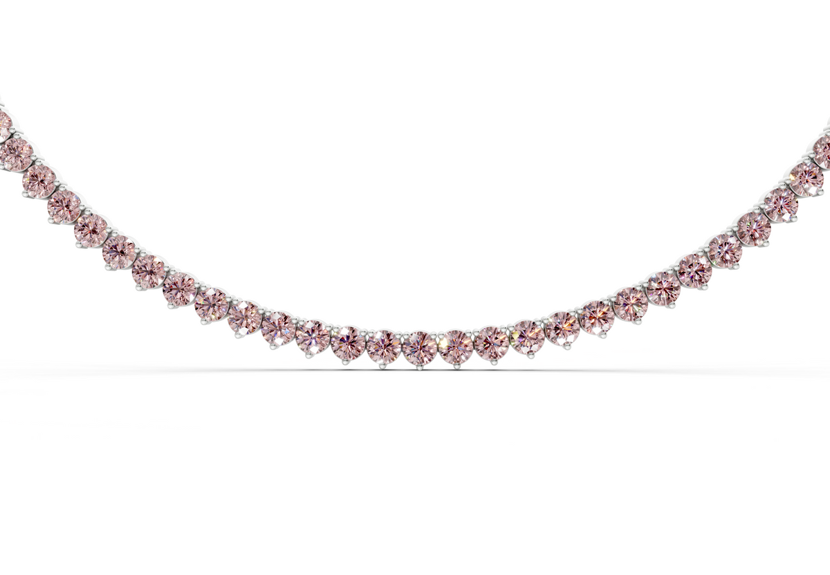 14 Ctw Classic 3 prong Pink Diamond Tennis Necklace