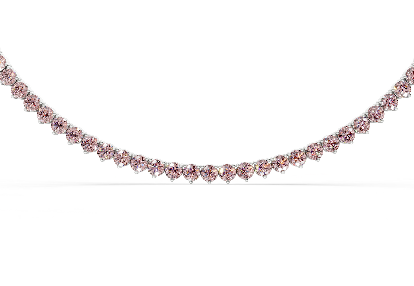 19 Ctw Classic 3 prong Pink Diamond Tennis Necklace