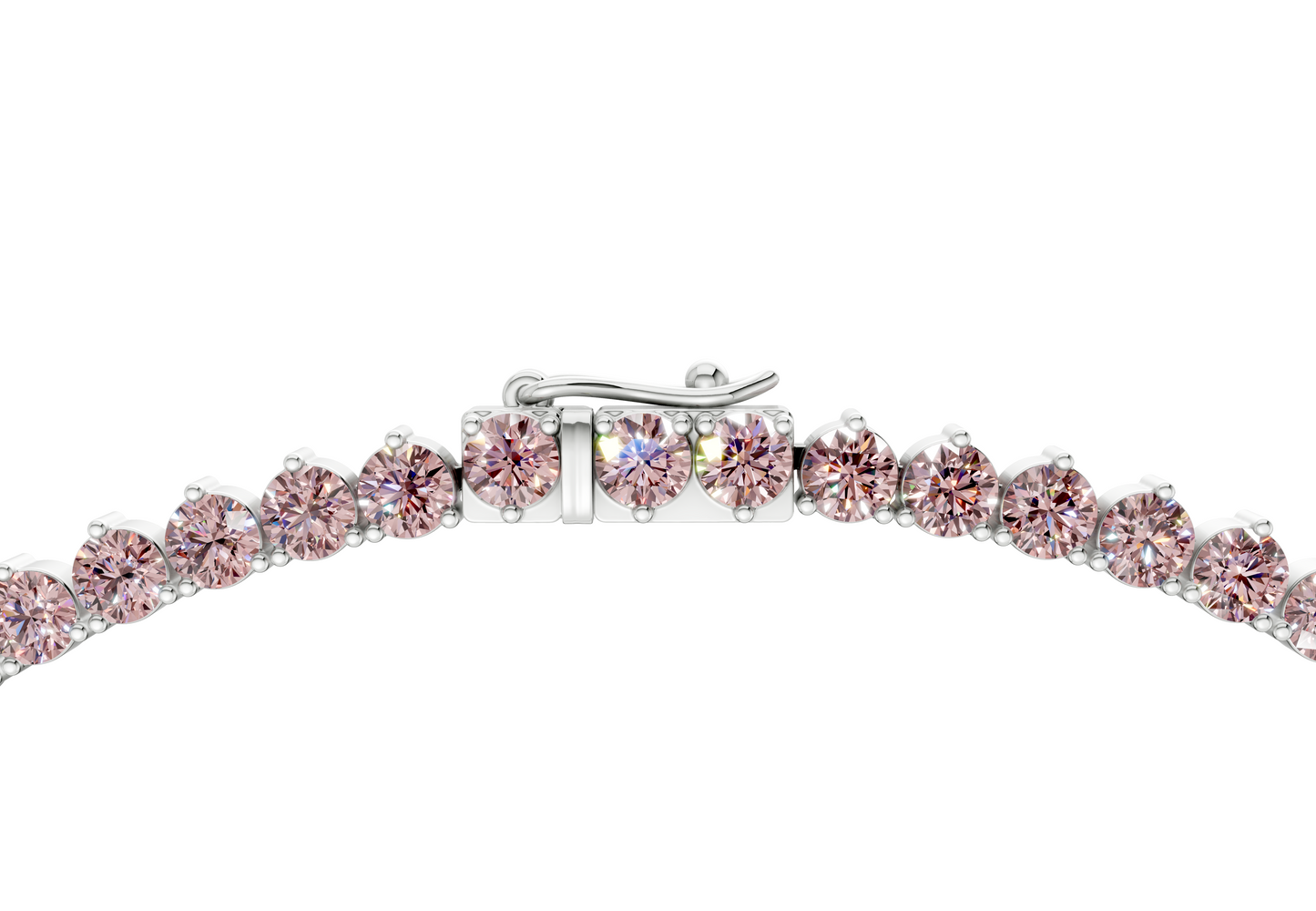 5 Ctw Classic 3 prong Pink Diamond Tennis Necklace