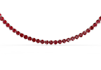 17 Ctw Classic 3 prong Ruby Gemstone Tennis Necklace