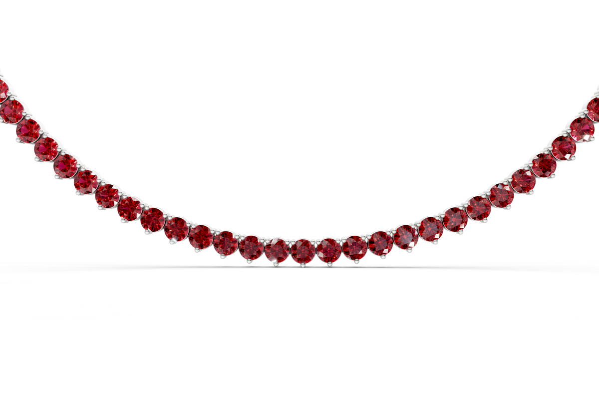 7 Ctw Classic 3 prong Ruby Gemstone Tennis Necklace